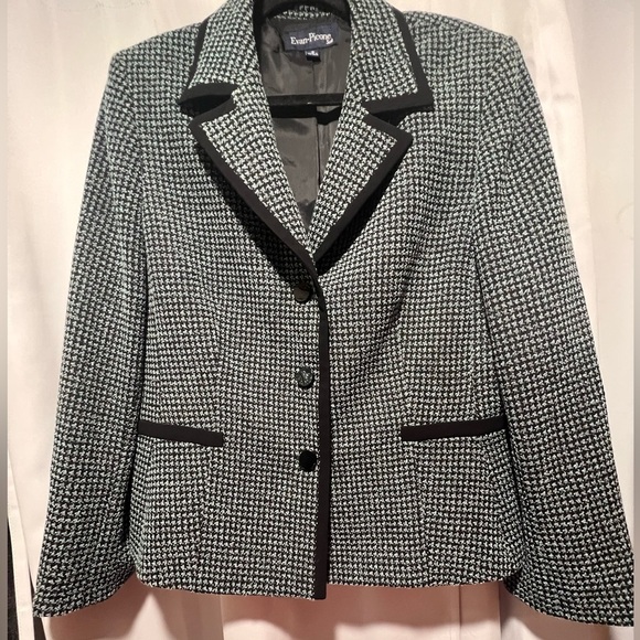 Evan Picone Monochrome Houndstooth Blazer - Picture 3 of 8